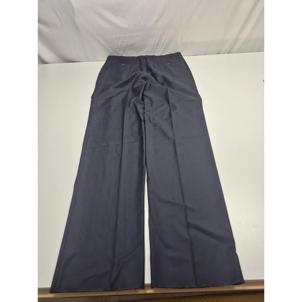 Galante Uomo Dress Pants Mens 38x36 Navy Wool Flat Front Unhemmed Italy VBC